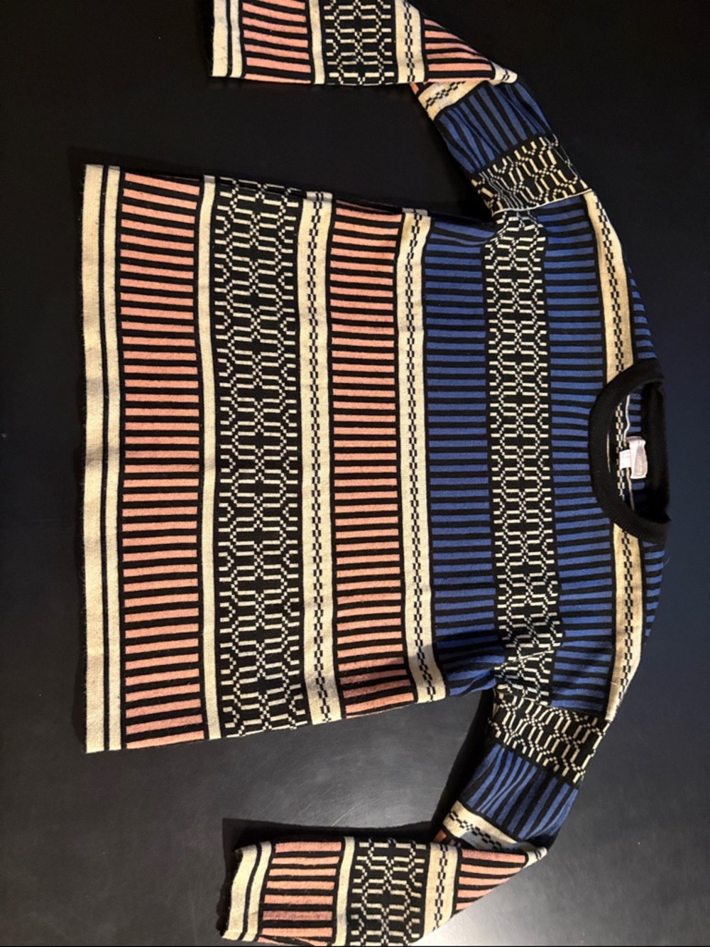 Forever 21 Striped Crew Neck Sweater in Blue, Pink, Cream & Black